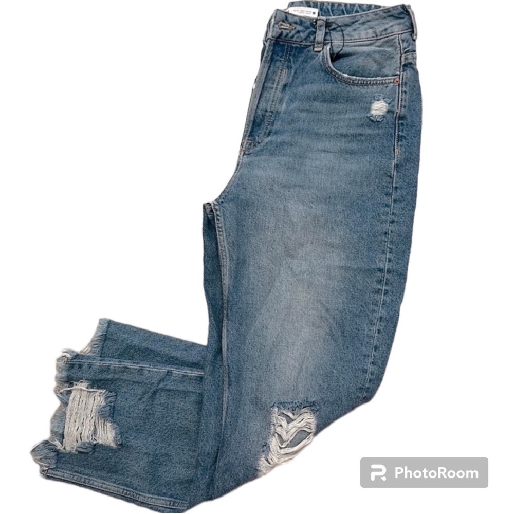 Zara Blue Distressed Ankle Jeans